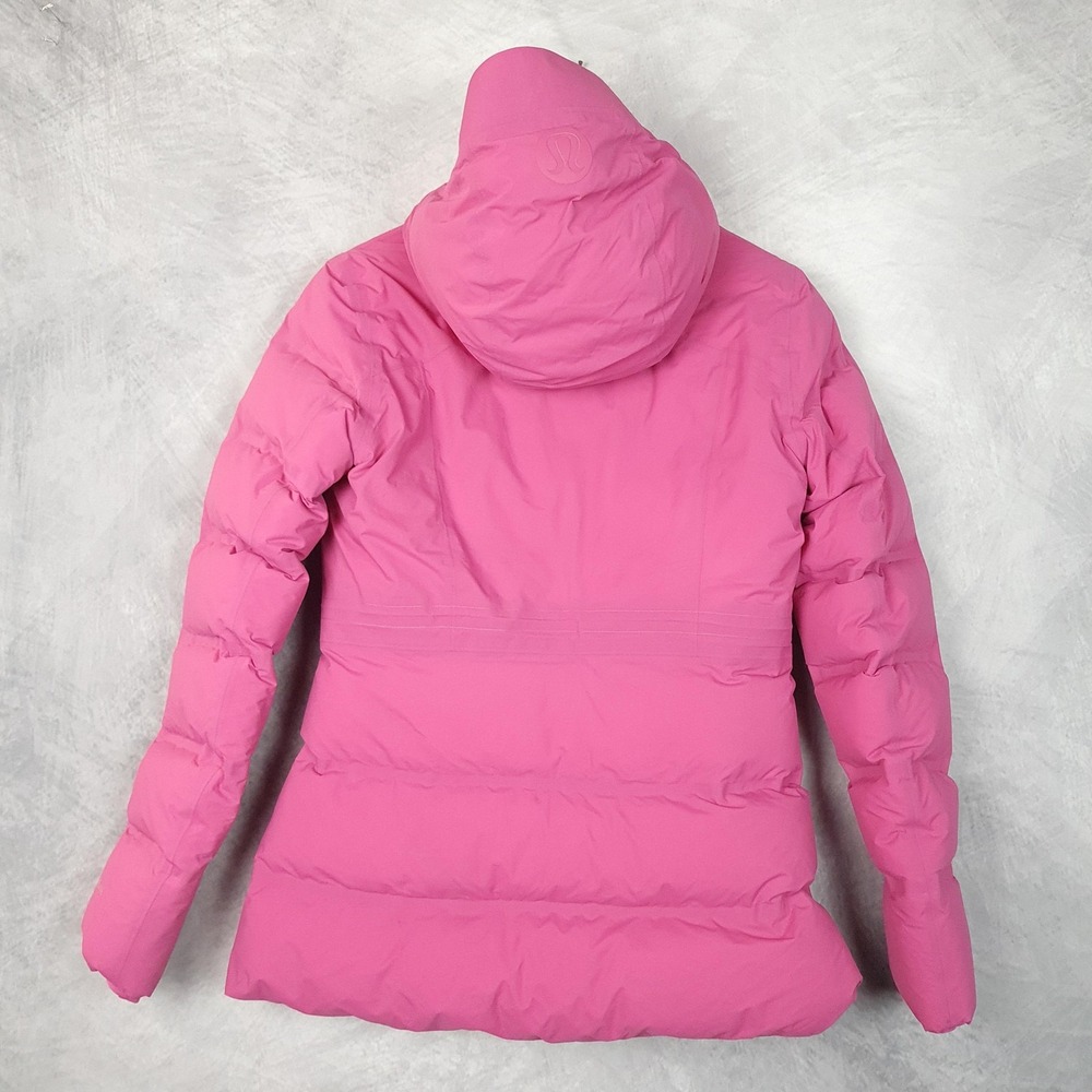 Lululemon Down Puffer Jacket Womens 8 Pink Hooded Sleet Street Coat Full Zip - Picture 10 of 16